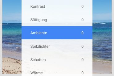 Snapseed Feinabstimmung-Dialog