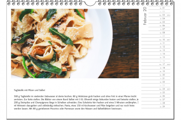 Beispielseite Kochkalender mit Tagliatelle-Rezept