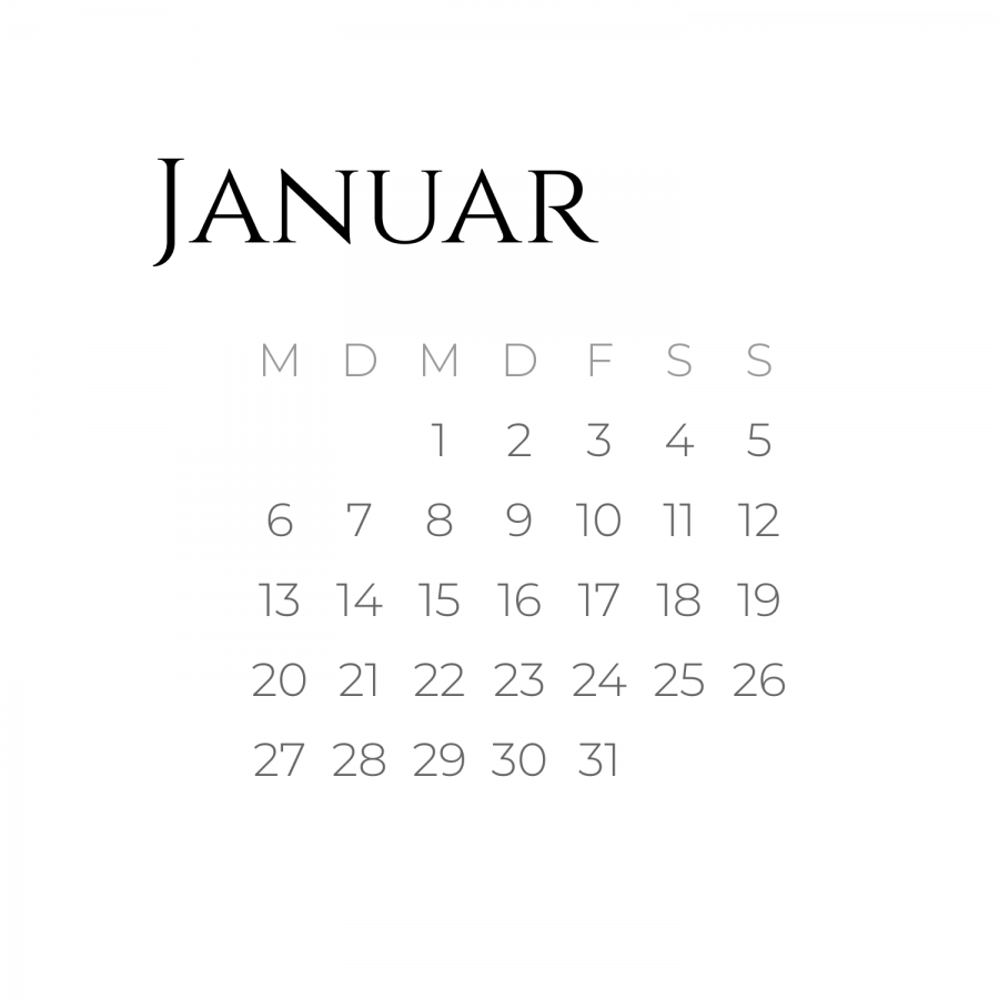 Kalender 2020 Schriftart Cinzel