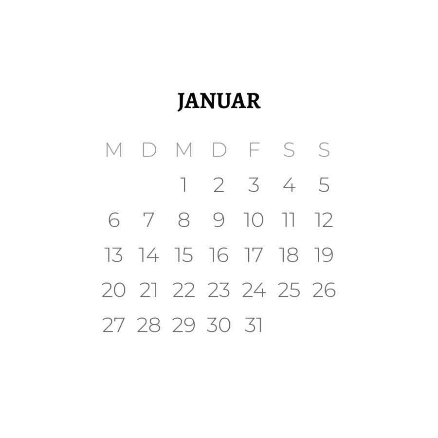 Kalender 2020 Schriftart Alegreya
